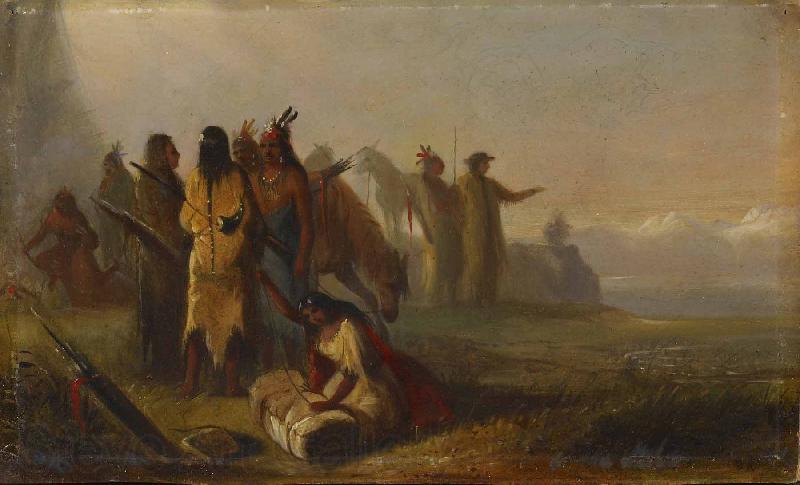 Alfred Jacob Miller Scene of Trappers and Indians